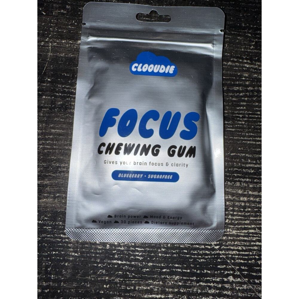 Clooudie California Focus Chewing Gum Blueberry 30 Pieces Sugar Free